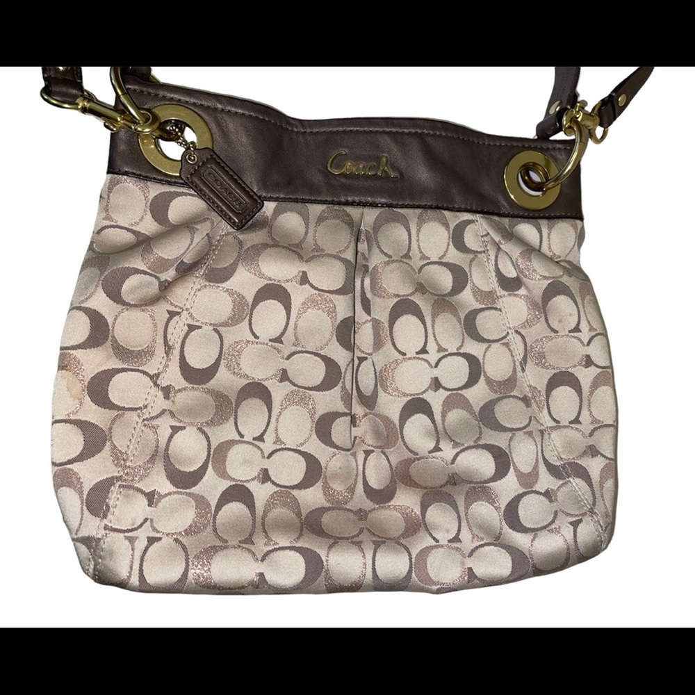 Coach handbag crossbody brown metallic